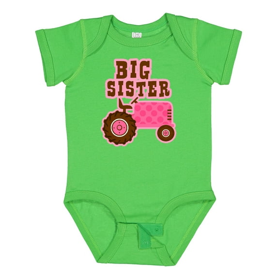 Inktastic Pink Tractor Big Sister Girls Baby Bodysuit