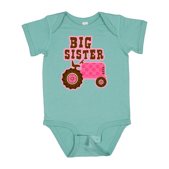 Inktastic Pink Tractor Big Sister Girls Baby Bodysuit