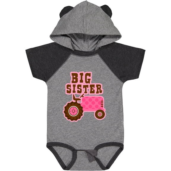 Inktastic Pink Tractor Big Sister Girls Baby Bodysuit