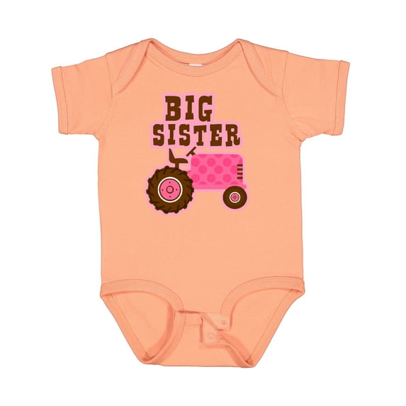Inktastic Pink Tractor Big Sister Girls Baby Bodysuit