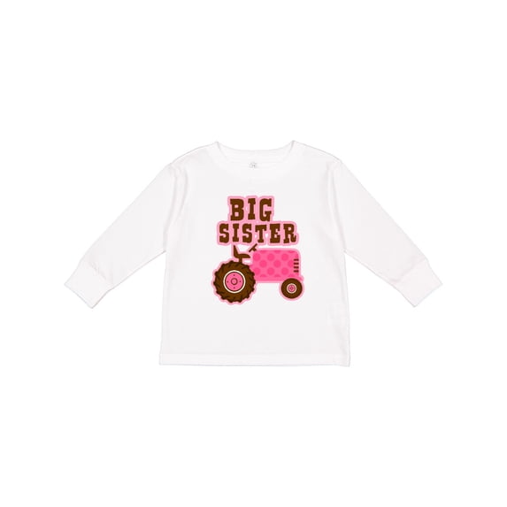 Inktastic Pink Tractor Big Sister Girls Long Sleeve Toddler T-Shirt