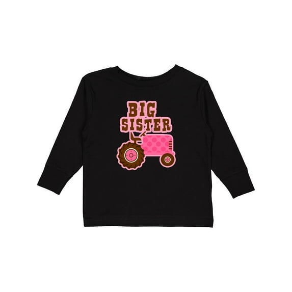 Inktastic Pink Tractor Big Sister Girls Long Sleeve Toddler T-Shirt