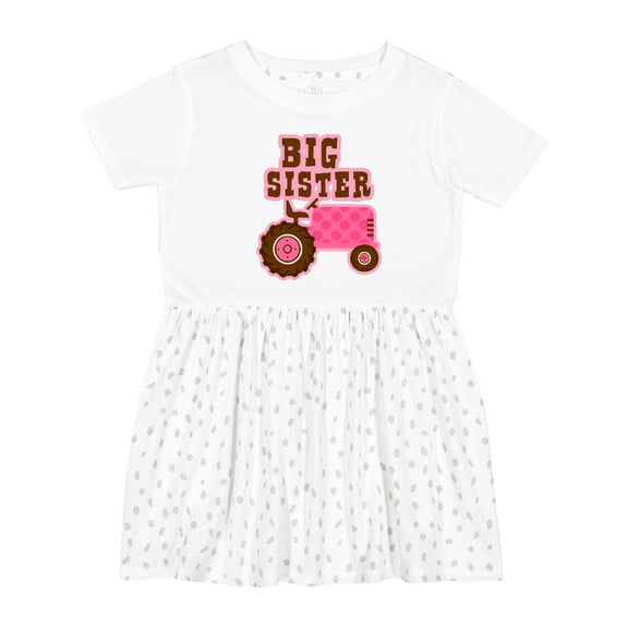 Inktastic Pink Tractor Big Sister Girls Toddler Dress