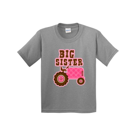 Inktastic Pink Tractor Big Sister Youth T-Shirt
