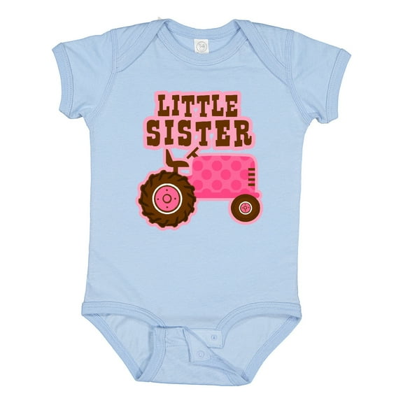 Inktastic Pink Tractor Little Sister Girls Baby Bodysuit