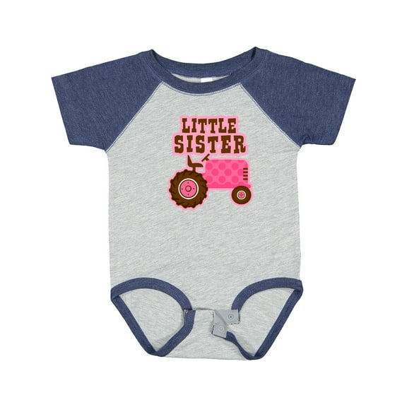 Inktastic Pink Tractor Little Sister Girls Baby Bodysuit