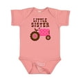 thumbnail image 1 of Inktastic Pink Tractor Little Sister Girls Baby Bodysuit, 1 of 5