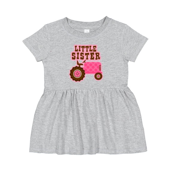Inktastic Pink Tractor Little Sister Girls Baby Dress