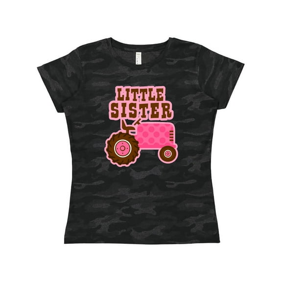Inktastic Pink Tractor Little Sister Women's T-Shirt