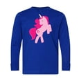thumbnail image 1 of Inktastic Pink Unicorn Long Sleeve Youth T-Shirt, 1 of 5