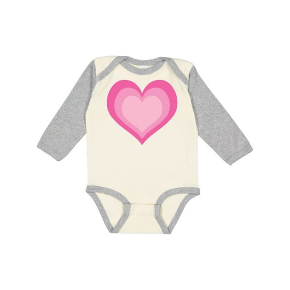 Inktastic Pink Valentine Heart Girls Long Sleeve Baby Bodysuit