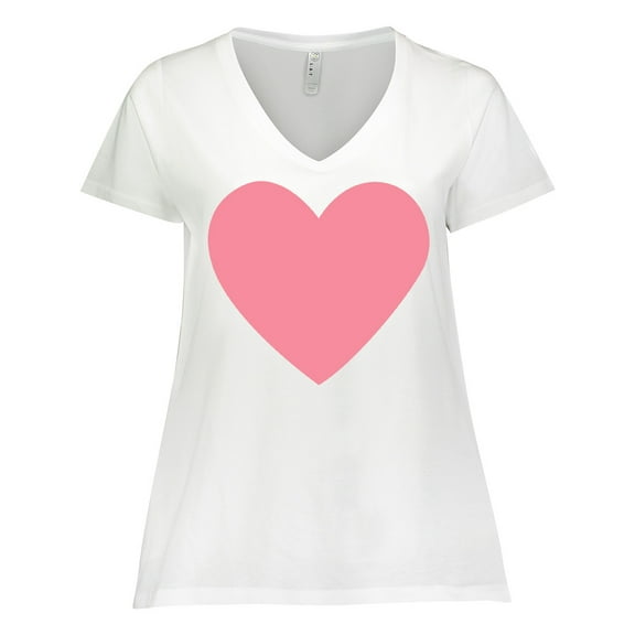 Inktastic Pink Valentine's Day Heart Women's Plus Size V-Neck T-Shirt