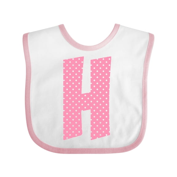 Inktastic Pink and White Polka Dots Letter H Boys or Girls Baby Bib