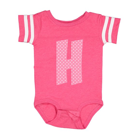 Inktastic Pink and White Polka Dots Letter H Boys or Girls Baby Bodysuit