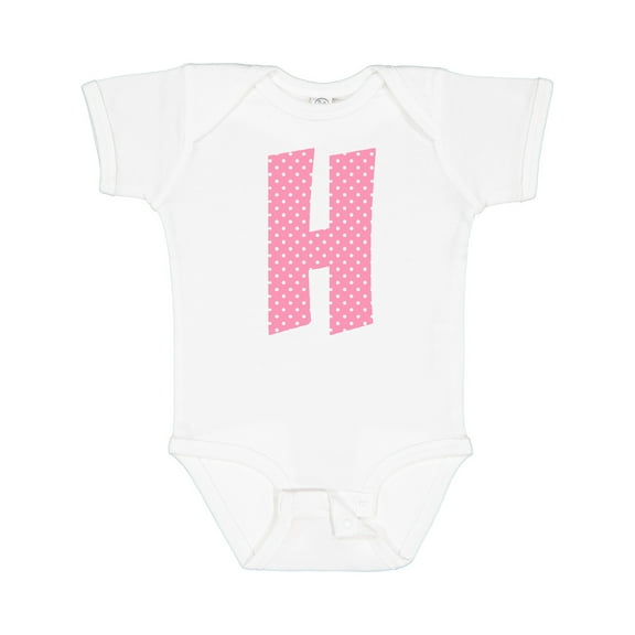 Inktastic Pink and White Polka Dots Letter H Boys or Girls Baby Bodysuit