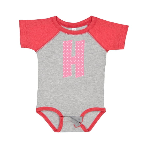 Inktastic Pink and White Polka Dots Letter H Boys or Girls Baby Bodysuit