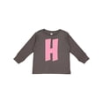 thumbnail image 1 of Inktastic Pink and White Polka Dots Letter H Boys or Girls Long Sleeve Toddler T-Shirt, 1 of 5