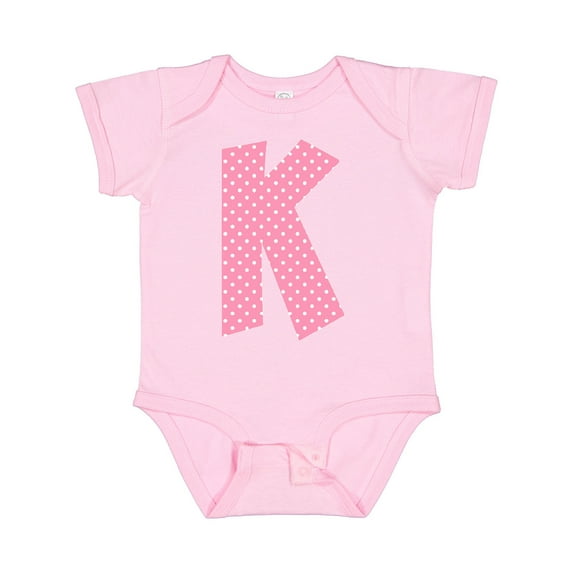 Inktastic Pink and White Polka Dots Letter K Boys or Girls Baby Bodysuit