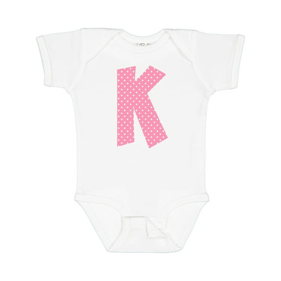 Inktastic Pink and White Polka Dots Letter K Boys or Girls Baby Bodysuit