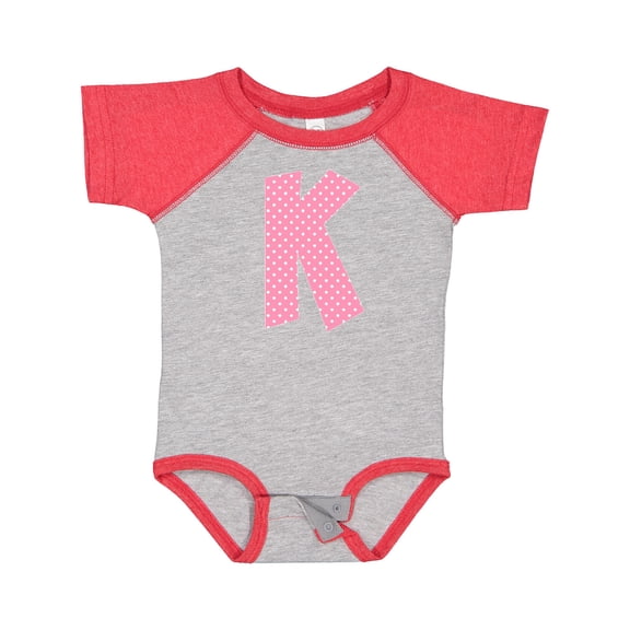 Inktastic Pink and White Polka Dots Letter K Boys or Girls Baby Bodysuit