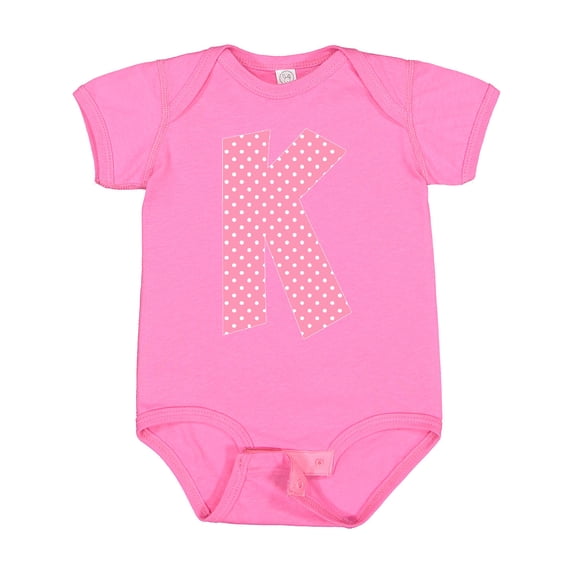 Inktastic Pink and White Polka Dots Letter K Boys or Girls Baby Bodysuit