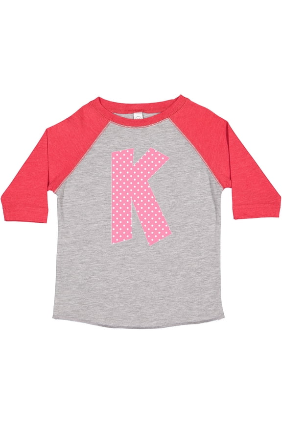 Pink and White Polka Dots Letter K Boys or Girls Toddler T-Shirt