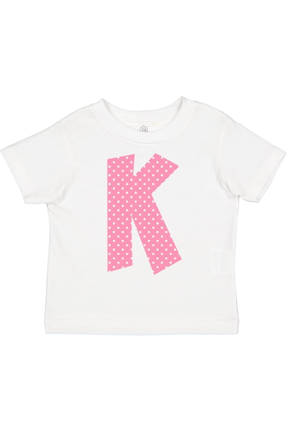 Pink and White Polka Dots Letter K Boys or Girls Toddler T-Shirt