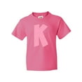 thumbnail image 1 of Inktastic Pink and White Polka Dots Letter K Youth T-Shirt, 1 of 5