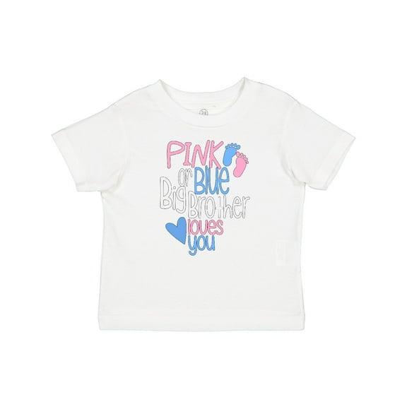 Inktastic Pink or Blue, Big Brother Loves You Footprints and Heart Boys Baby T-Shirt