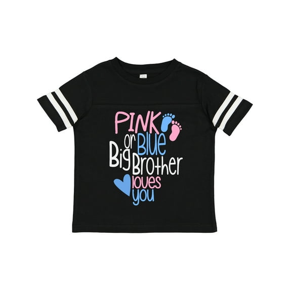 Inktastic Pink or Blue, Big Brother Loves You Footprints and Heart Boys Toddler T-Shirt