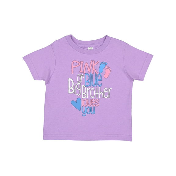 Inktastic Pink or Blue, Big Brother Loves You Footprints and Heart Boys Toddler T-Shirt