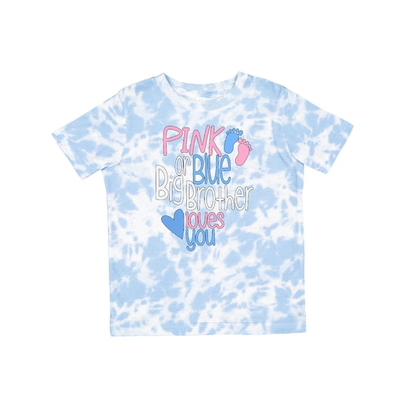 Inktastic Pink or Blue, Big Brother Loves You Footprints and Heart Boys Toddler T-Shirt