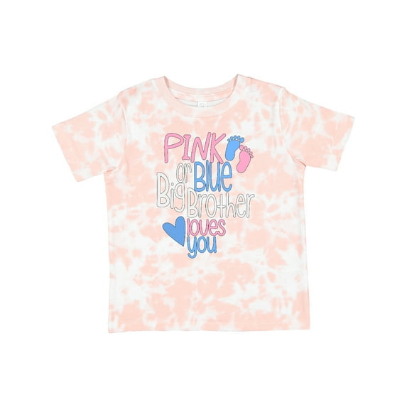 Inktastic Pink or Blue, Big Brother Loves You Footprints and Heart Boys Toddler T-Shirt
