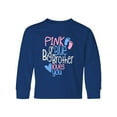 thumbnail image 1 of Inktastic Pink or Blue, Big Brother Loves You Footprints and Heart Long Sleeve Youth T-Shirt, 1 of 5