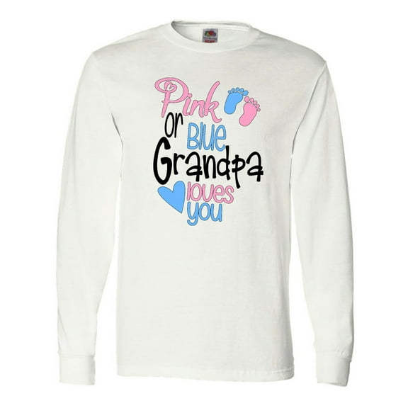 Inktastic Pink or Blue, Grandpa Loves You Footprints and Heart Long Sleeve T-Shirt