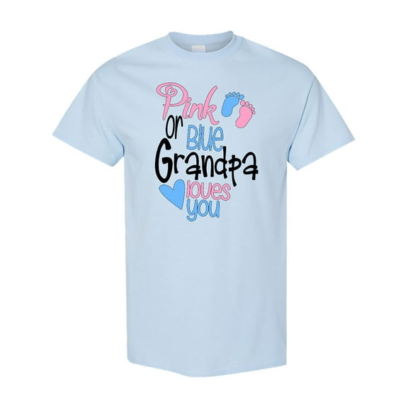 Inktastic Pink or Blue, Grandpa Loves You Footprints and Heart T-Shirt