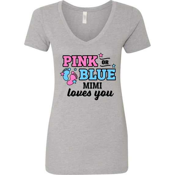 Inktastic Pink or Blue Mimi Loves You Women's V-Neck T-Shirt