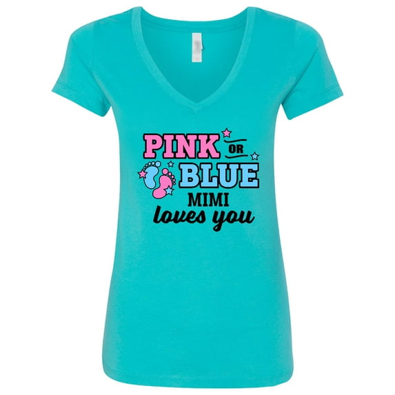 Inktastic Pink or Blue Mimi Loves You Women's V-Neck T-Shirt