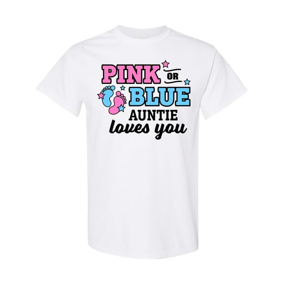 Inktastic Pink or Blue Auntie Loves You T-Shirt