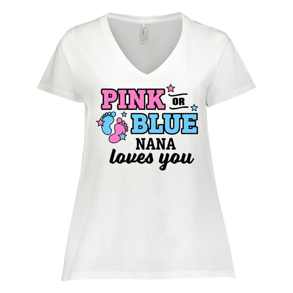 Inktastic Pink or Blue Nana Loves You Women's Plus Size V-Neck T-Shirt
