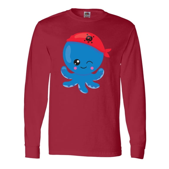 Inktastic Pirate Octopus, Cute Octopus, Little Octopus Long Sleeve T-Shirt