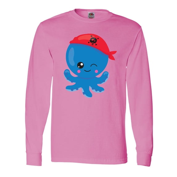 Inktastic Pirate Octopus, Cute Octopus, Little Octopus Long Sleeve T-Shirt