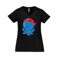 thumbnail image 1 of Inktastic Pirate Octopus, Blue Octopus With Red Pirate Hat Women's Plus Size V-Neck T-Shirt, 1 of 5