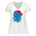 thumbnail image 1 of Inktastic Pirate Octopus, Blue Octopus With Red Pirate Hat Women's Plus Size V-Neck T-Shirt, 1 of 5