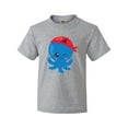 thumbnail image 1 of Inktastic Pirate Octopus, Blue Octopus With Red Pirate Hat Youth T-Shirt, 1 of 5