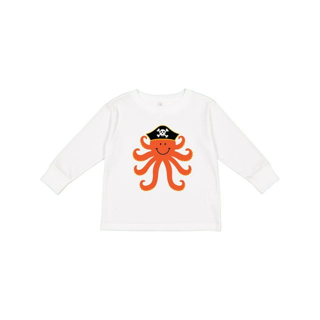 Inktastic Pirate Octopus Kids Funny Boys or Girls Long Sleeve Toddler T-Shirt