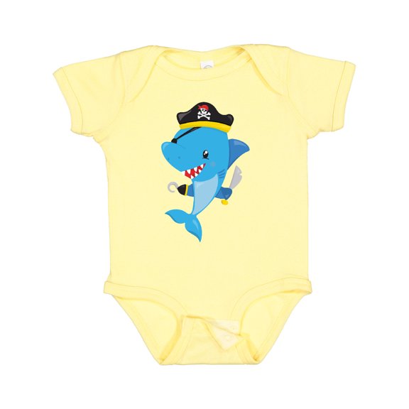 Inktastic Pirate Shark, Cute Shark, Little Shark, Blue Shark Boys or Girls Baby Bodysuit