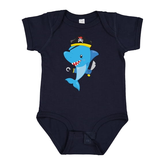 Inktastic Pirate Shark, Cute Shark, Little Shark, Blue Shark Boys or Girls Baby Bodysuit