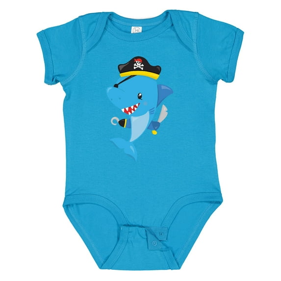 Inktastic Pirate Shark, Cute Shark, Little Shark, Blue Shark Boys or Girls Baby Bodysuit