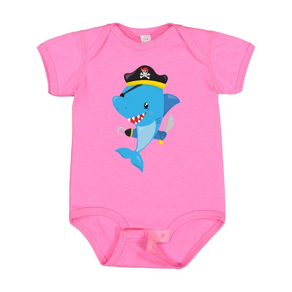 Inktastic Pirate Shark, Cute Shark, Little Shark, Blue Shark Boys or Girls Baby Bodysuit